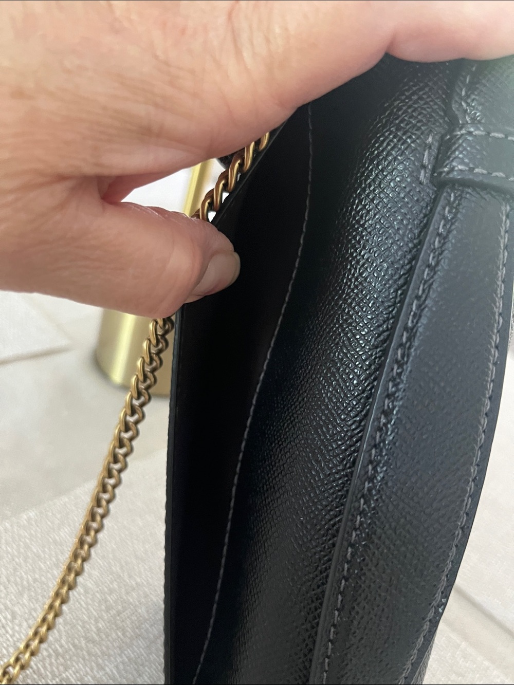 Coach Black Leather shoulder with Gold Chain Accent - Picture 9 of 13